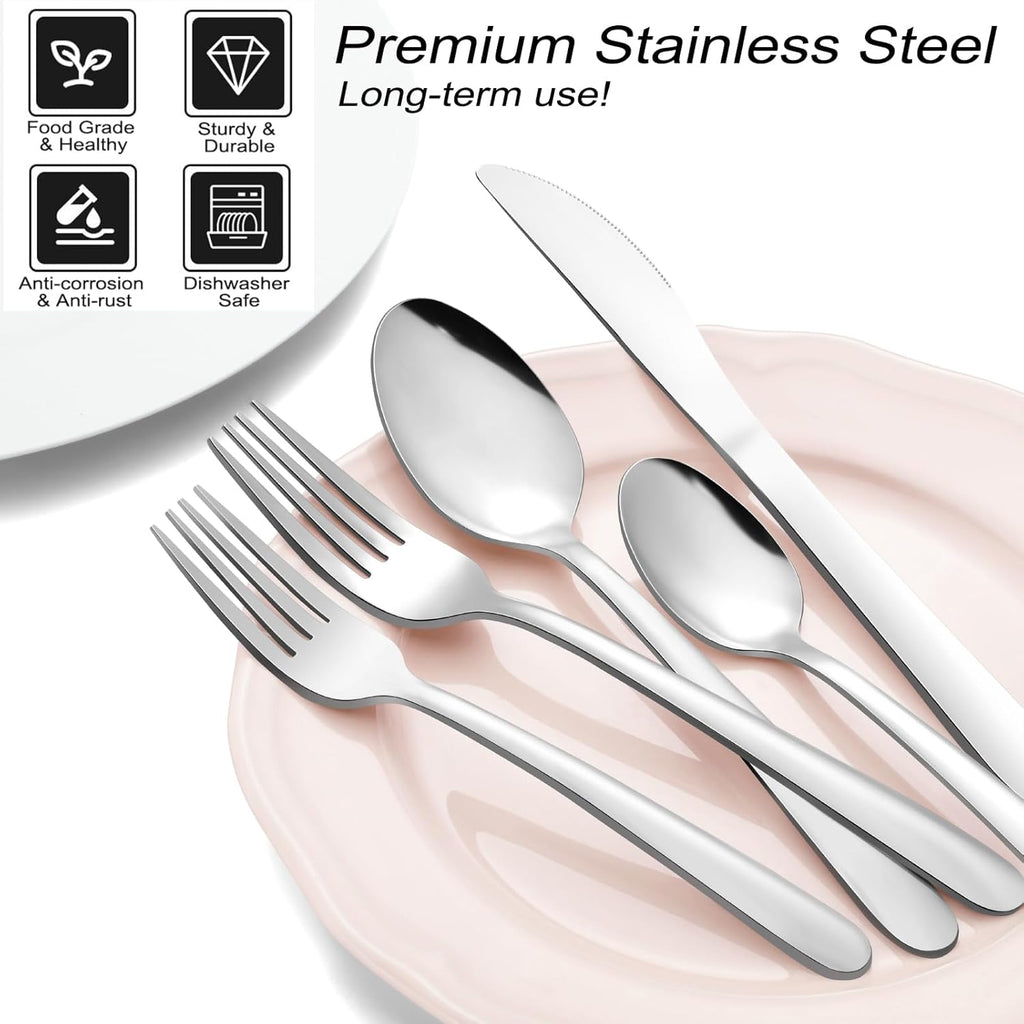 Premium 72-Piece Silverware Set for 12 – Stainless Steel Flatware with Elegant Design, Durable & Rust-Resistant