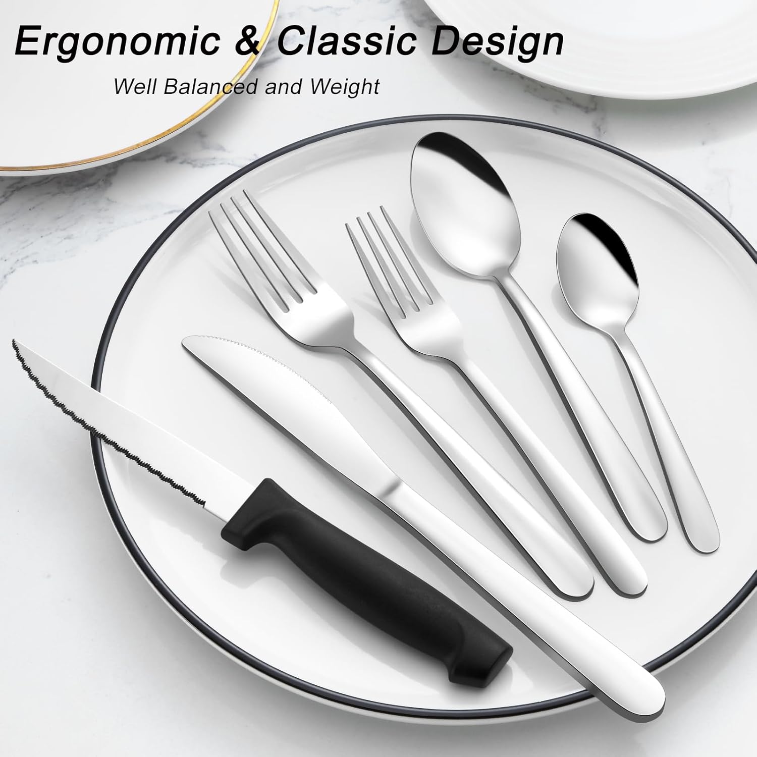 Premium 72-Piece Silverware Set for 12 – Stainless Steel Flatware with Elegant Design, Durable & Rust-Resistant